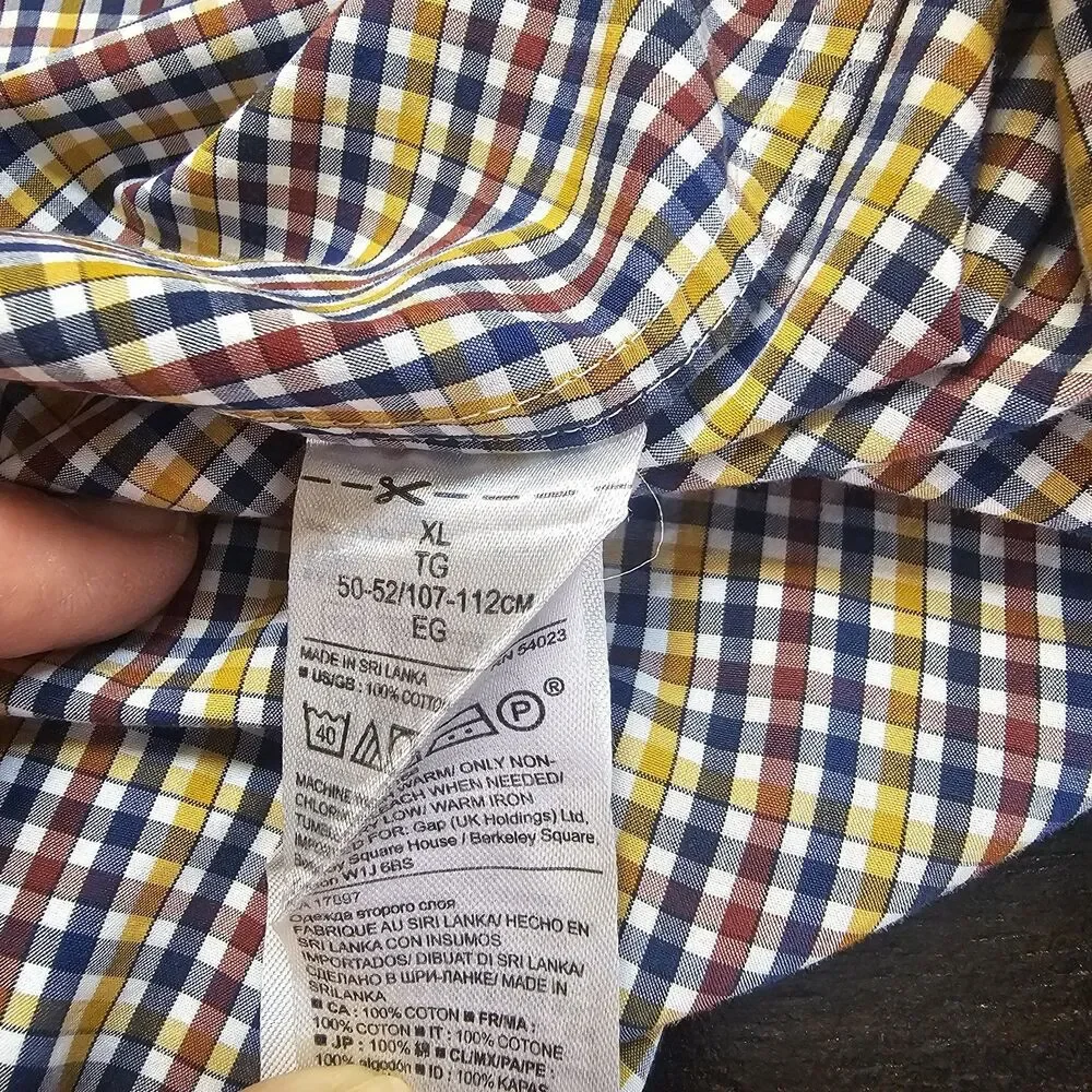 Banana Republic Camden Fit XL Supima Cotton Check Button Up Dress Shirt K359